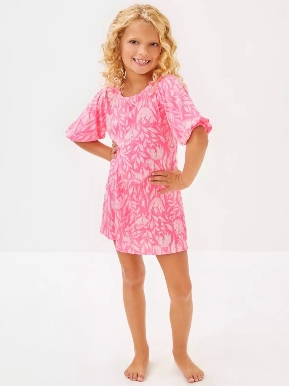 Lilly Pulitzer Girls Mini Mercer Casual Matching Floral Sleeve Dress